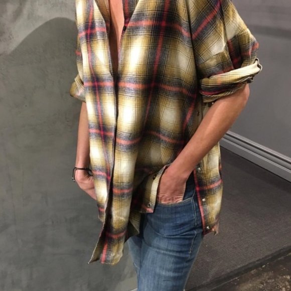 IRO Milay Split-Side Checked Brushed-Cotton Oversized Shirt - Picture 7 of 16